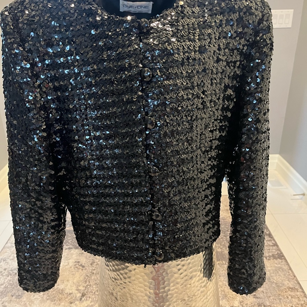 COPY - 1+1 size 10 vintage, sparkling, sequin, disco, dinner, jacket, gala even… - Picture 5 of 17